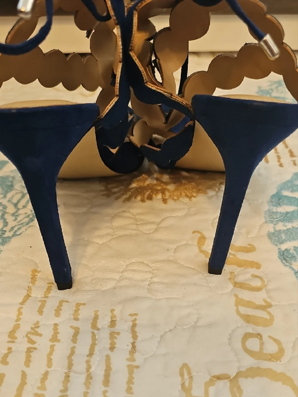 BCBGeneration Royal Blue Scalloped Lace-Up Heels Size 7.5